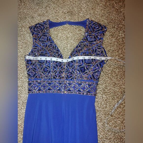 MacDuggal Blue Rhinestone Prom Dress, Women's Size 2 - Picture 10 of 10